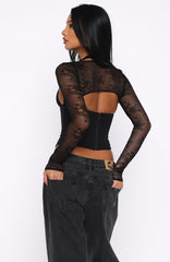 Never Walk Alone Long Sleeve Bustier Black