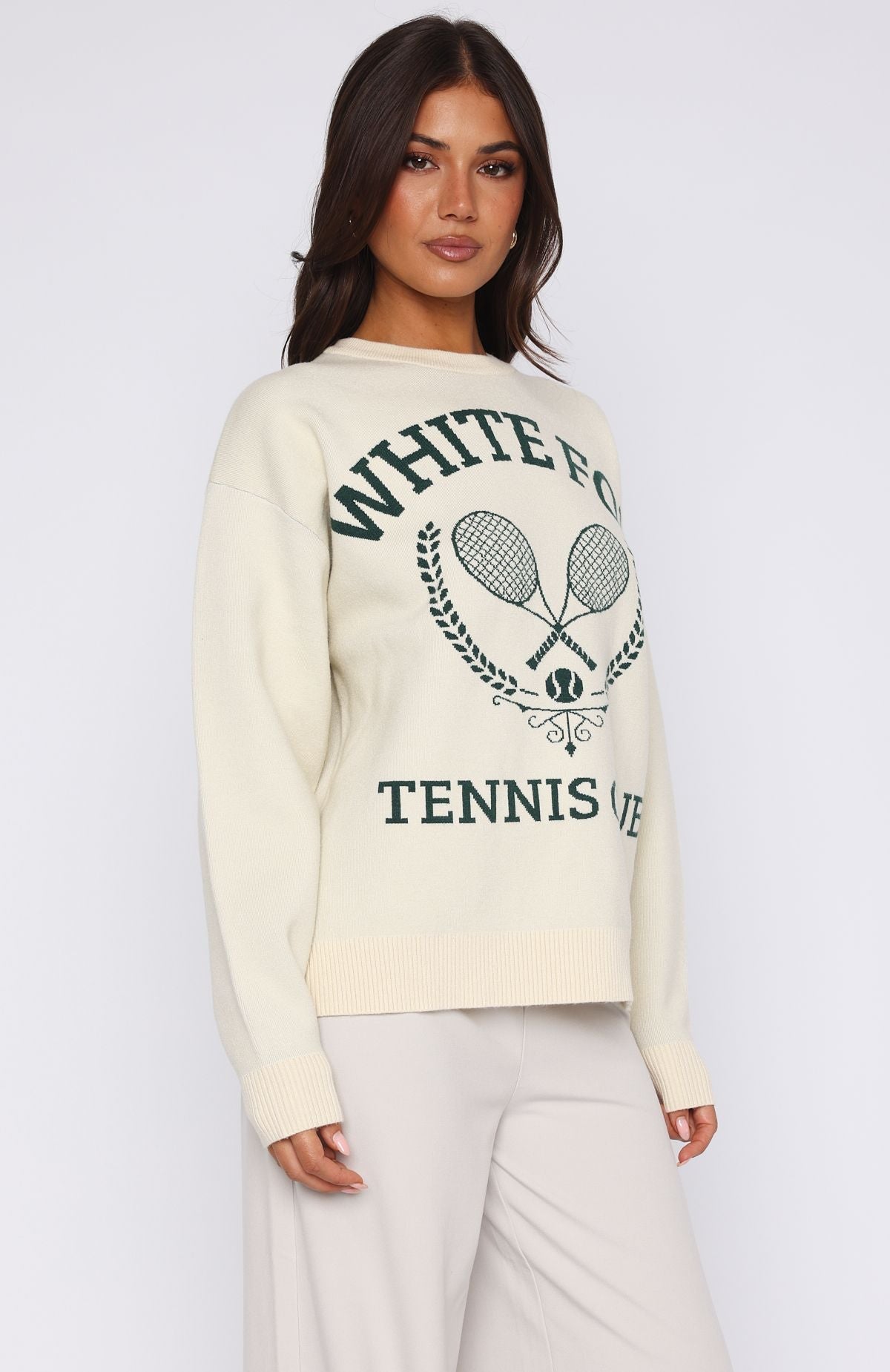 Tennis Club Knit Sweater Cream