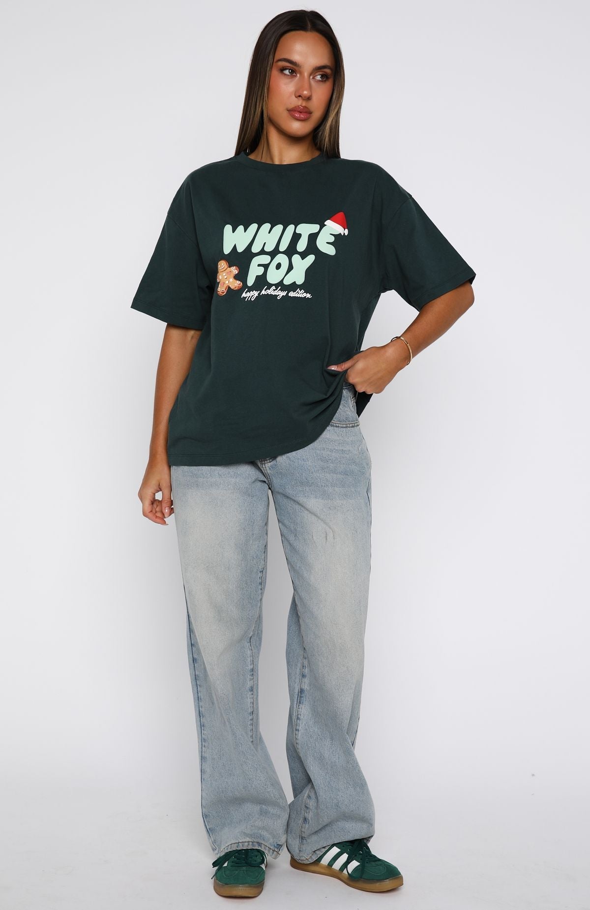 Holly Jolly Christmas Oversized Tee Pine