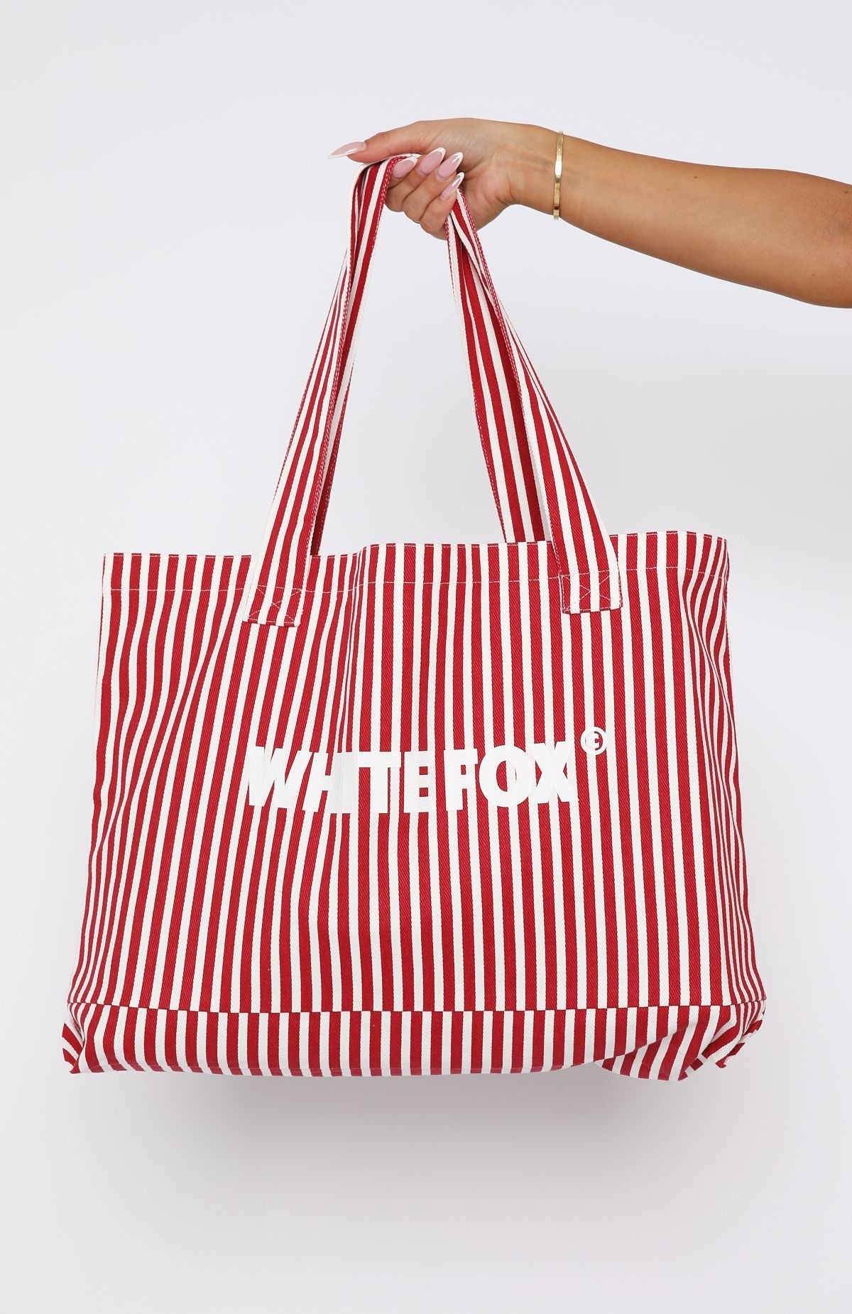 Straight Lines Tote Bag Red Stripe
