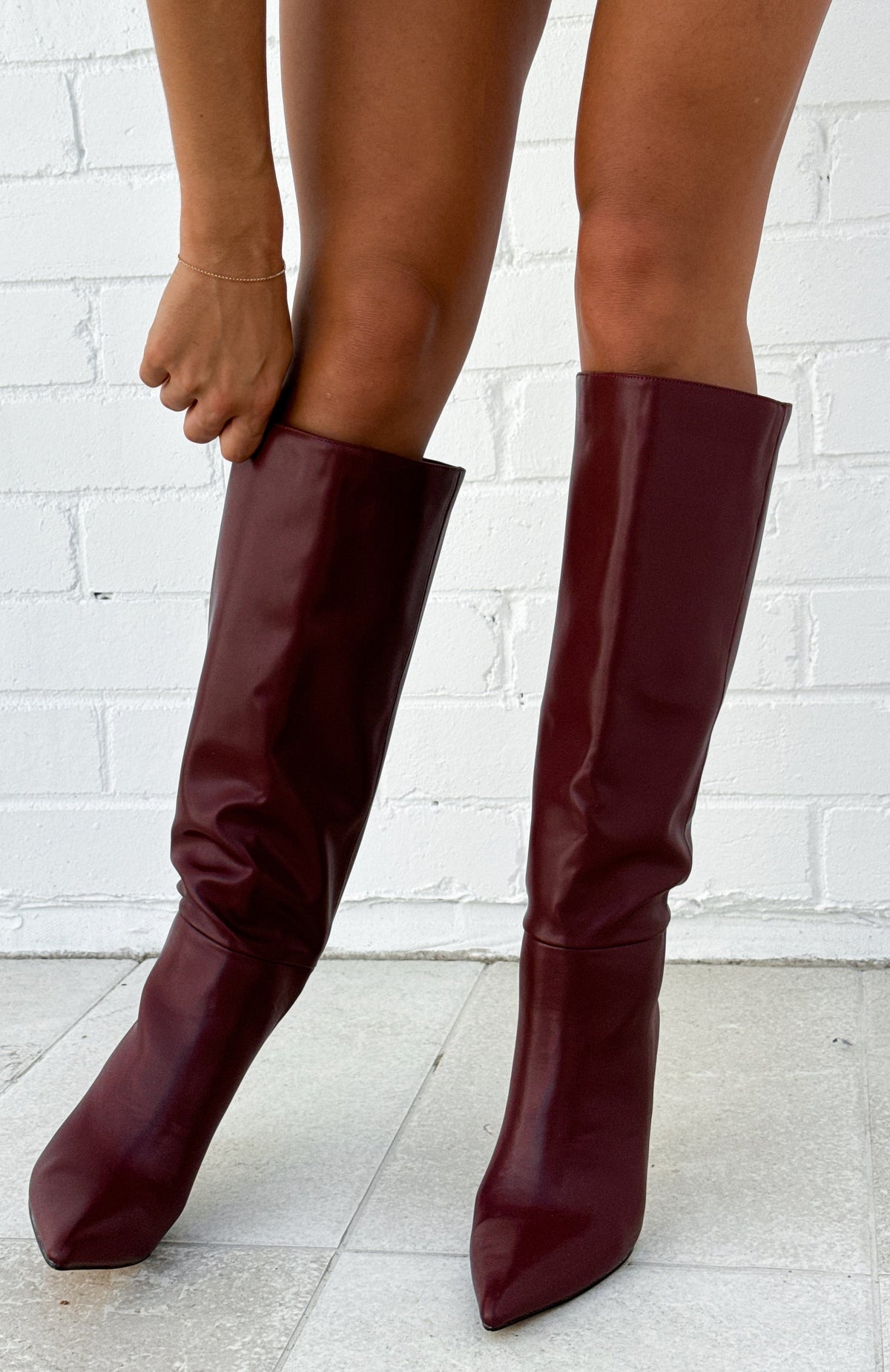 Run Away With Me Knee High Boots Burgundy