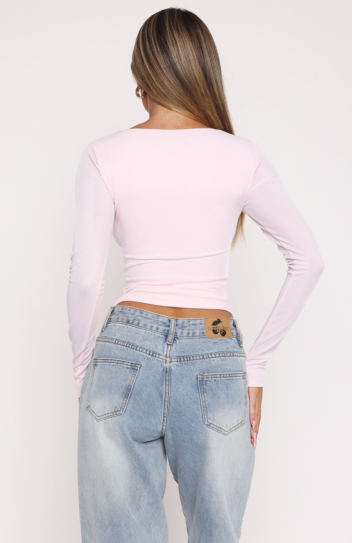 Flutter Away Long Sleeve Top Baby Pink