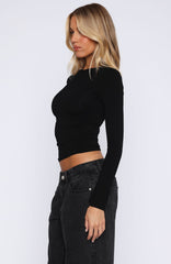 Letters To You Long Sleeve Top Black