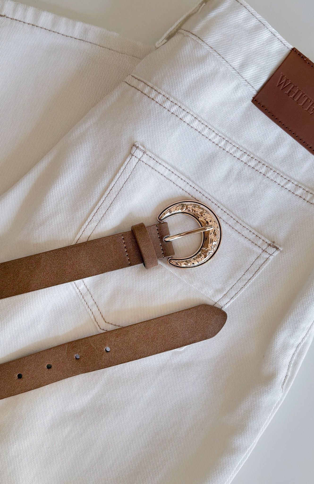 Elanor Belt Tan Faux Suede/Gold