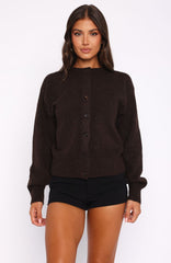 Helping Hand Knit Cardigan Dark Chocolate