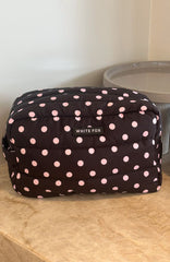 Take A Leap Cosmetic Bag Black/Pink Polka Dot