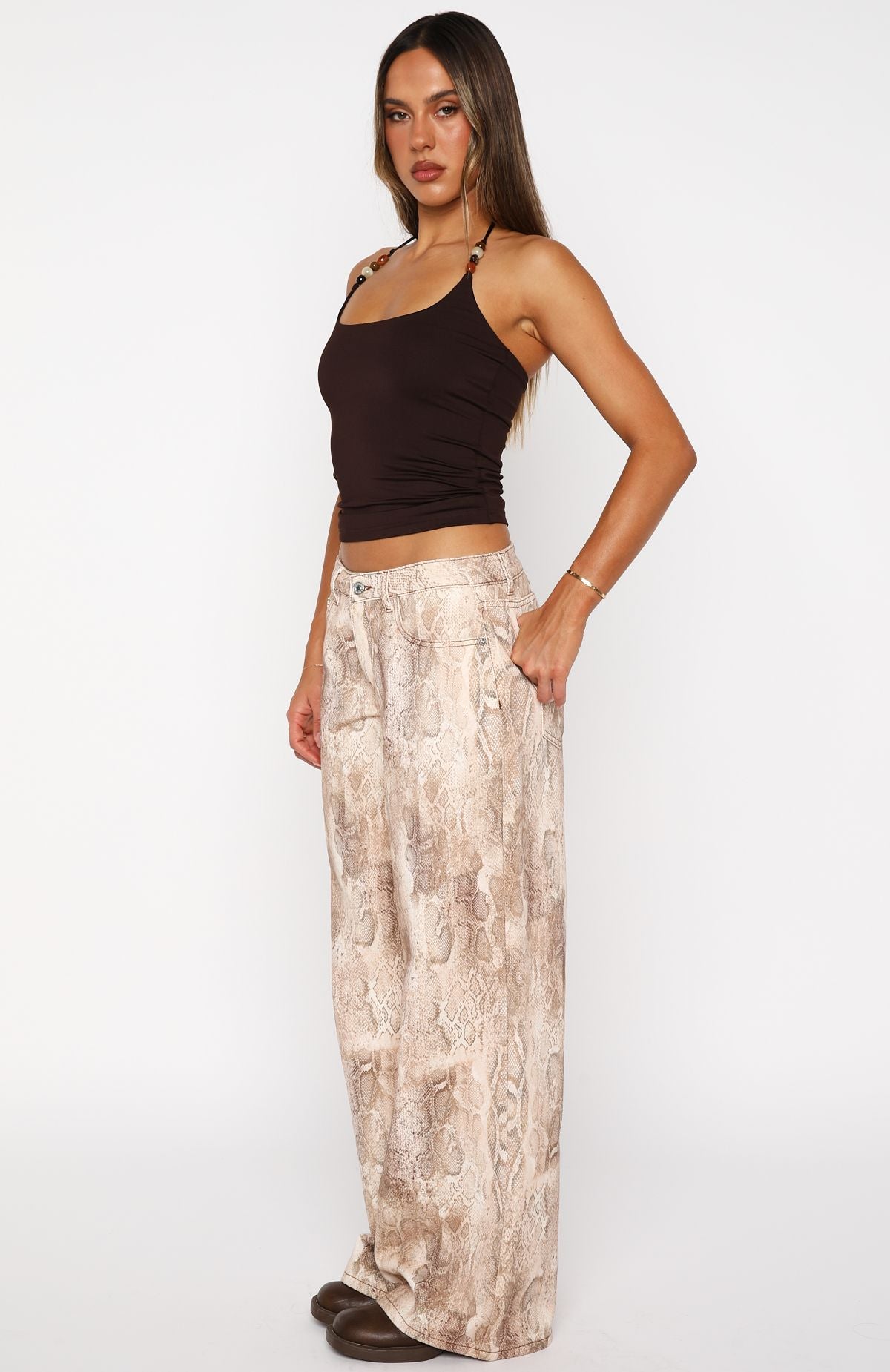Maeve Low Rise Wide Leg Jeans Desert Snake