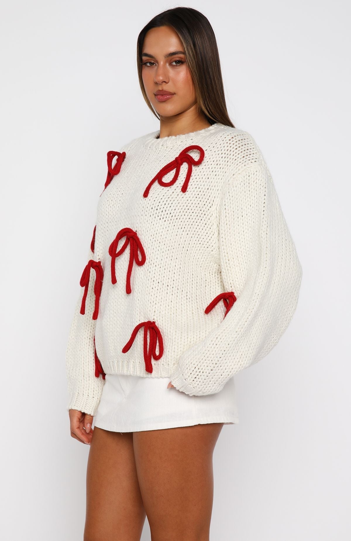 Candy Cane Crush Knit Sweater Cream