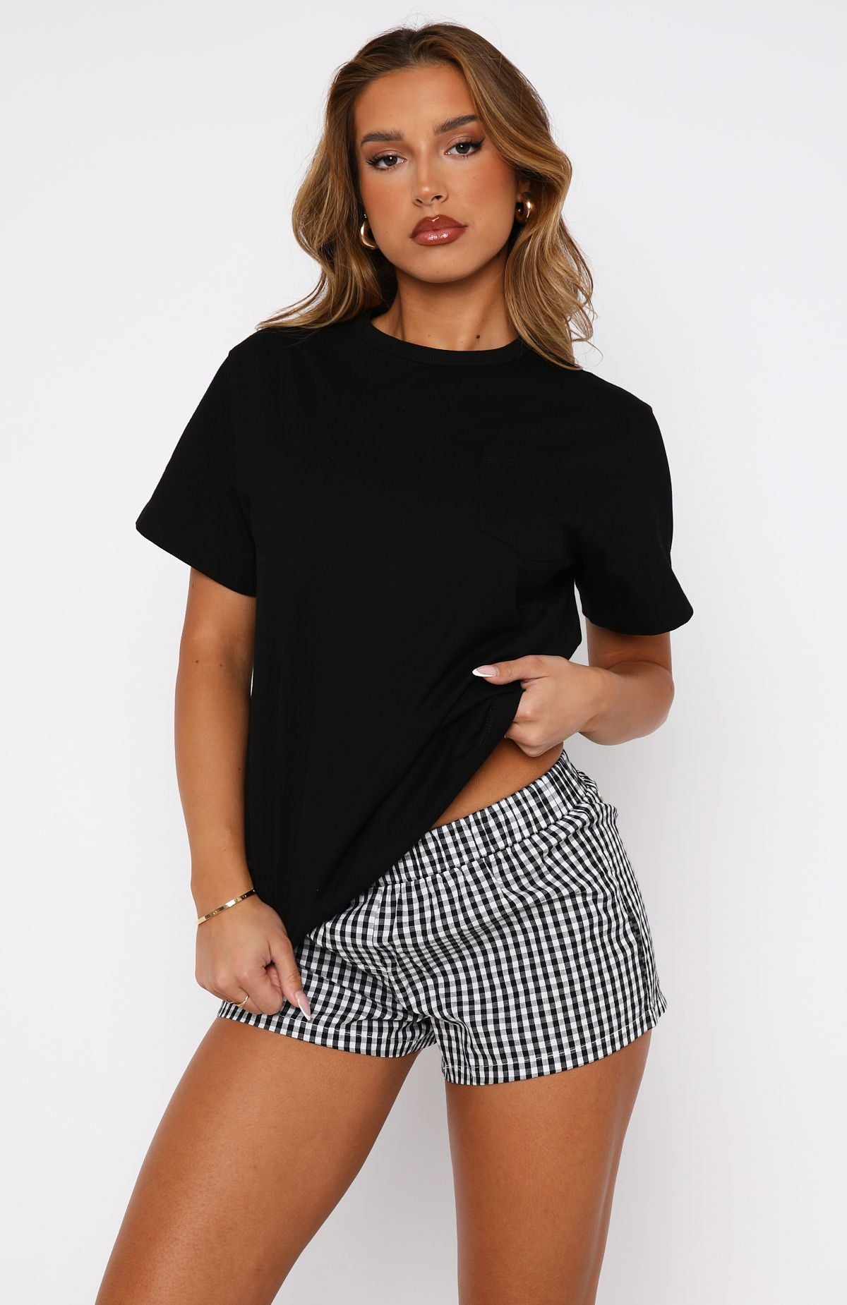Thought About It Shorts Black Gingham