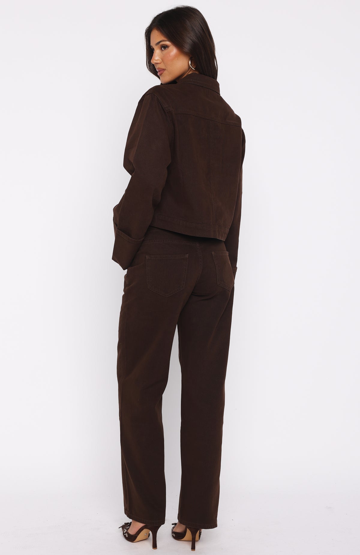 Bring The Style Low Rise Wide Leg Jeans Chocolate Wash