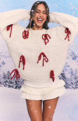 Candy Cane Crush Knit Sweater Cream