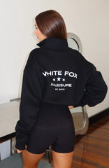 For What It's Worth Boxy Quarter Zip Sweater Black