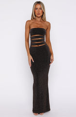 Glitter Hustle Strapless Maxi Dress Black