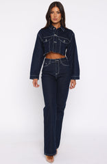 Something To Prove High Rise Straight Leg Jeans Dark Indigo