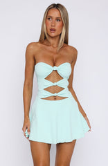 Sneaky Games Strapless Mini Dress Aqua